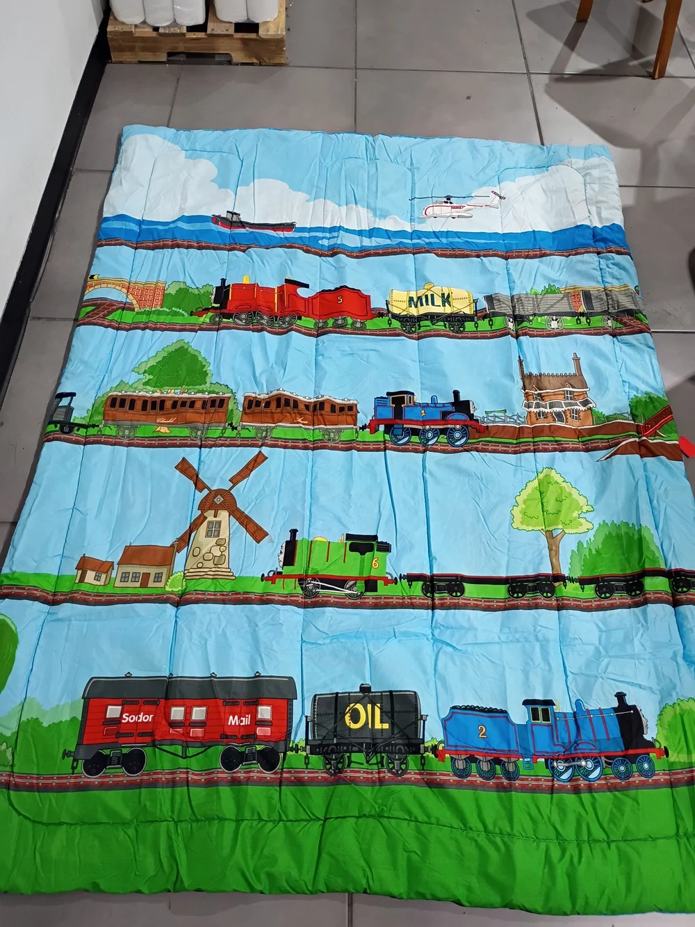 Thomas & Friends Blue, Green & Red Train Bedding Panel